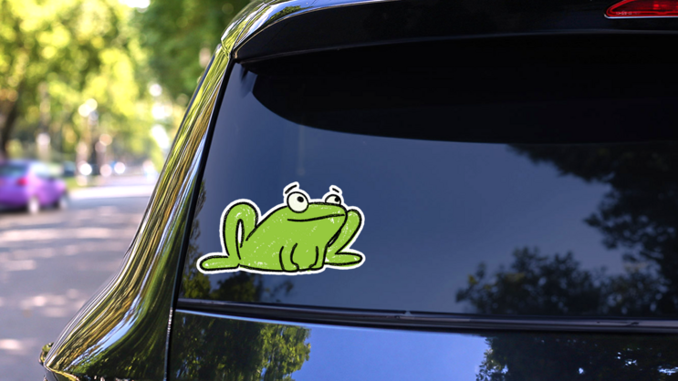 Cute Frog Kids Drawing Sticker on a Rear Car Window (New) example
