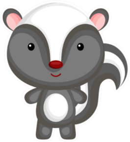 Cute Funny Baby Skunk Isolated On White Sticker