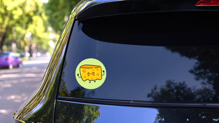 Cute Funny Cheese On Green Sticker on a Rear Car Window (New) example