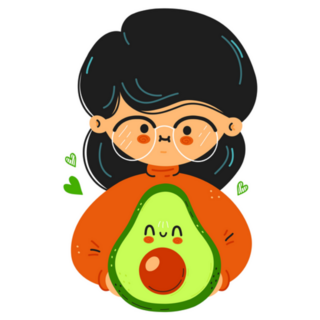 Cute Funny Girl Holds Avocado Sticker