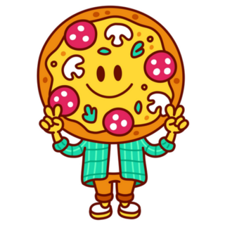 Cute Funny Happy Pizza Cartoon Peace Sign Sticker