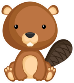 Cute Funny Sitting Baby Beaver Sticker