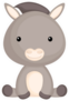 Cute Funny Sitting Baby Donkey Cartoon Sticker