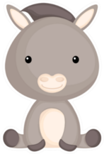 Cute Funny Sitting Baby Donkey Cartoon Sticker