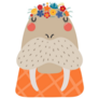 Cute Funny Walrus In Floral Wreath Sticker