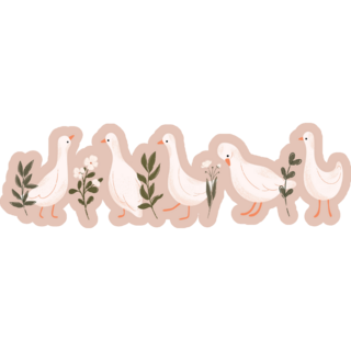 Cute Geese Floral Sticker