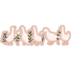 Cute Geese Floral Sticker