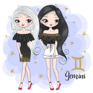 Cute Gemini Zodiac Girls Cartoon Sticker
