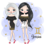 Cute Gemini Zodiac Girls Cartoon Sticker