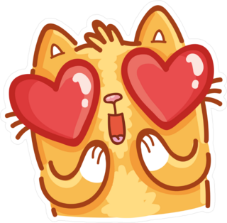Cute Ginger Cat With Heart Eyes Sticker