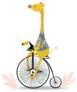 Cute Giraffe And Toucan On Bicycle Illustration Sticker