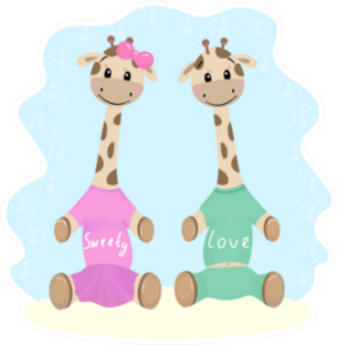Cute Giraffe Babies Illustration Sticker