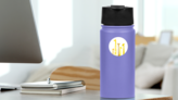 Cute Giraffes In Yellow Illustration Sticker on a Water Bottle (New) example