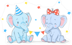 Cute Girl And Boy Baby Elephants Sticker