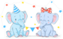 Cute Girl And Boy Baby Elephants Sticker