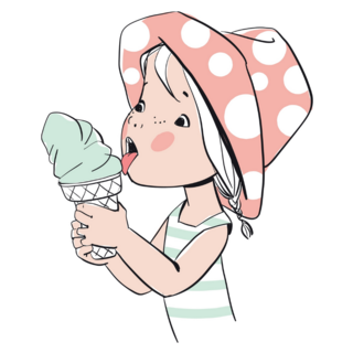 Cute Girl Eating Ice Cream. Sticker