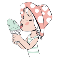 Cute Girl Eating Ice Cream. Sticker