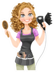 Cute Girl Hairdresser Illustration With Hair Dryer Sticker