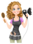Cute Girl Hairdresser Illustration With Hair Dryer Sticker