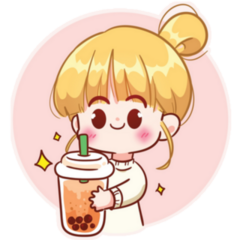 Cute Girl Holding Bubble Tea Illustration Sticker