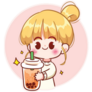 Cute Girl Holding Bubble Tea Illustration Sticker