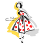 Cute Girl In Retro Flower Dress Of The 50s Sticker