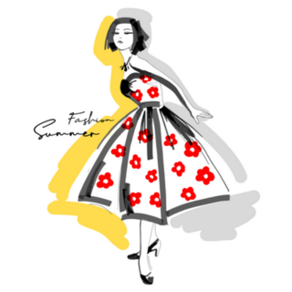 Cute Girl In Retro Flower Dress Of The 50s Sticker
