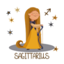 Cute Girl  Sagittarius With Bow And Arrows Sticker 