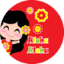 Cute Girl Says Aloha Cartoon On Red Sticker