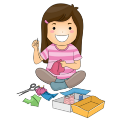 Cute Girl Sewing Sticker