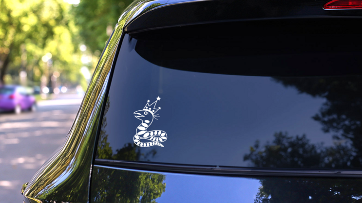 Cute Girl Snake With Crown Sticker on a Rear Car Window (New) example