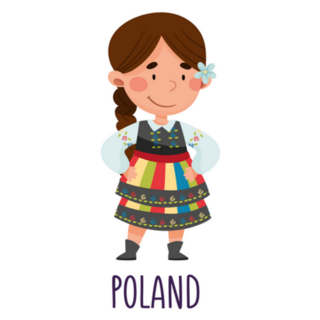 Cute Girl Wearing National Costume Of Poland Illustration Sticker
