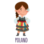 Cute Girl Wearing National Costume Of Poland Illustration Sticker