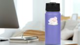 Cute Girl White Swan And Roses Little Swan Sticker on a Water Bottle (New) example