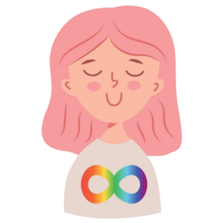 Cute Girl With Neurodiversity Infinity Sign Shirt Sticker