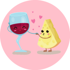 Cute Glass Of Wine And Cheese Friends Sticker