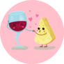Cute Glass Of Wine And Cheese Friends Sticker
