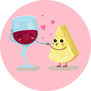 Cute Glass Of Wine And Cheese Friends Sticker