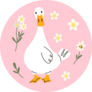 Cute Goose Floral On Pink Sticker