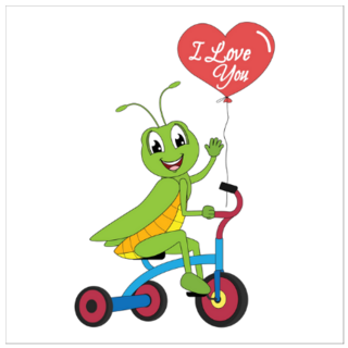 Cute Grasshopper Animal Cartoon I Love You Sticker 