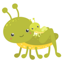 Cute Grasshopper With Baby Sticker 