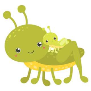 Cute Grasshopper With Baby Sticker 