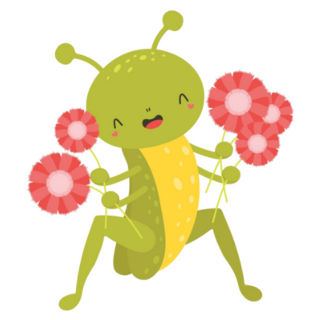 Cute Grasshopper With Flowers Sticker 