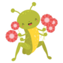 Cute Grasshopper With Flowers Sticker 