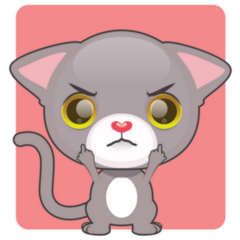Cute Gray Kitten Angry Middle Fingers Sticker