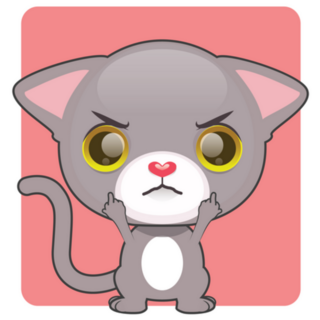 Cute Gray Kitten Angry Middle Fingers Sticker