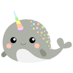 Cute Gray Narwhal Colorful Spots Sticker