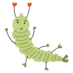 Cute Green Caterpillar Hand Drawn Naive Art Sticker