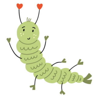 Cute Green Caterpillar Hand Drawn Naive Art Sticker