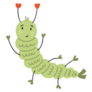 Cute Green Caterpillar Hand Drawn Naive Art Sticker